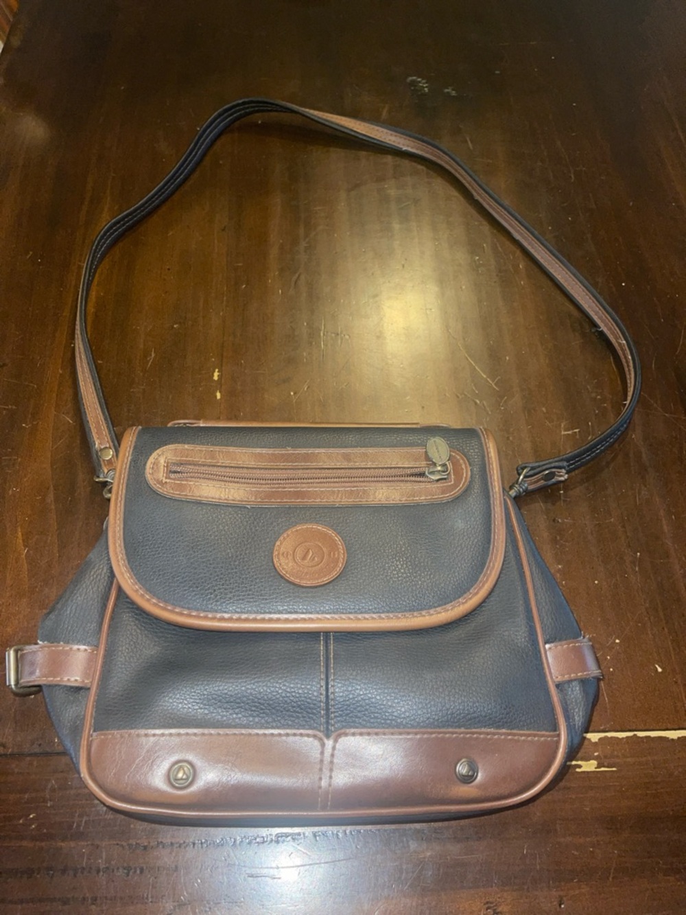 Liz Claiborne Black and Brown Vintage Crossbody Bag